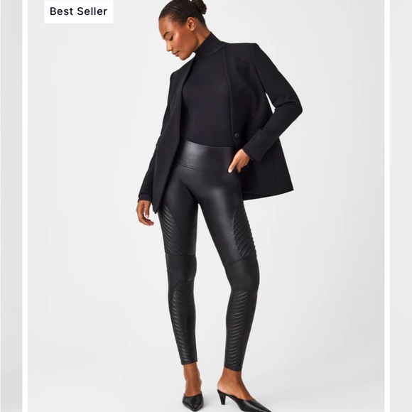 Spanx Faux Leather Moto Leggings - Picture 3 of 10